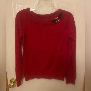 Lauren Ralph Lauren Equestrian Red Sweater with Buckle Accent